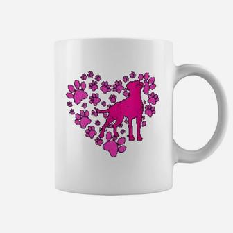Heart Dog Paws Print Love Valentines Day Coffee Mug - Seseable