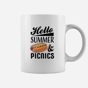 Hello Summer And Picnics With Hot Dog Coffee Mug - Seseable