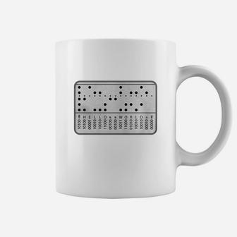 Hello World Paper Punch Tape Baudot Code T-shirt Coffee Mug - Seseable