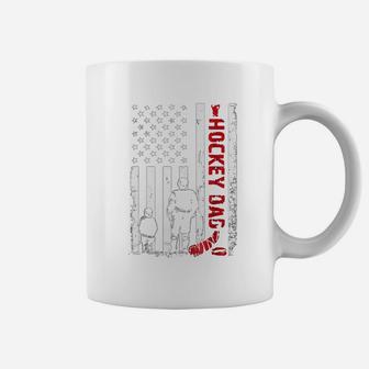 Hockey Dad Father Day American Flag Shirt Coffee Mug - Seseable