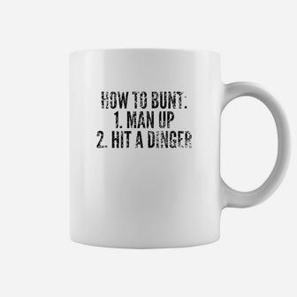 How To Bunt Hit A Dinger Funny Baseball Player Home Run Fun Coffee Mug - Seseable