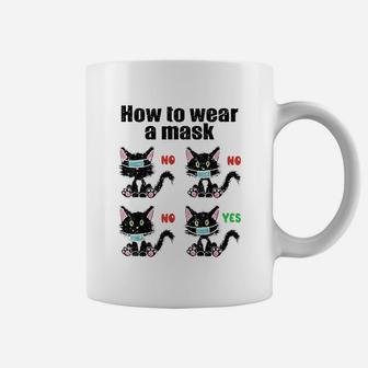 How To Wear A Face Cover Funny Black Cat Face Coffee Mug - Seseable