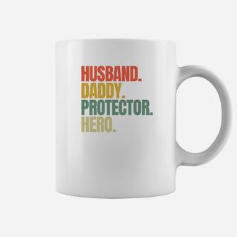 Husband Daddy Protector Hero Shirt Fathers Day Gift Dad Son Premium Coffee Mug - Seseable