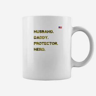Husband Daddy Protector Hero Shirt Military Veteran Dad Gift Coffee Mug - Seseable