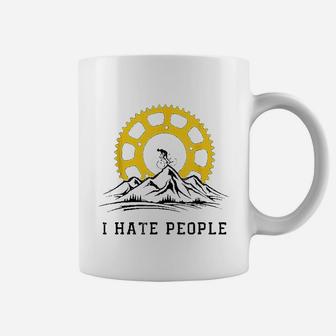 I Hate People Cycling Downhill Mountain Biking Coffee Mug - Seseable