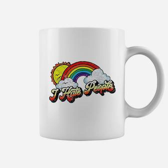 I Hate People Funny Antisocial Distressed Vintage Rainbow Coffee Mug - Seseable