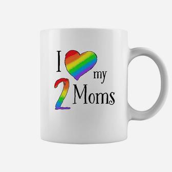 I Love My 2 Moms- Pride Rainbow Heart Baby Coffee Mug - Seseable