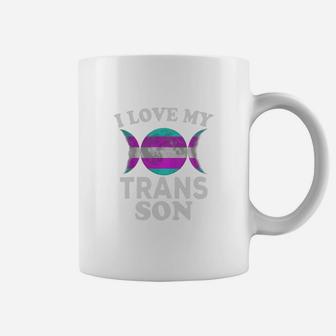 I Love My Transgender Son Proud Dad Mom Gay Pride Trans Moon Coffee Mug - Seseable