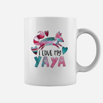 I Love My Yaya Pink And Blue Fox With Hearts Toddler Coffee Mug - Seseable