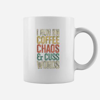 I Run On Coffee Chaos And Cuss Words Classic Retro Coffee Mug - Seseable