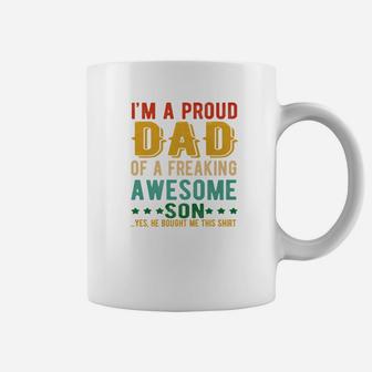Im A Proud Dad Of A Freaking Awesome Son Funny Vintage Gift Premium Coffee Mug - Seseable