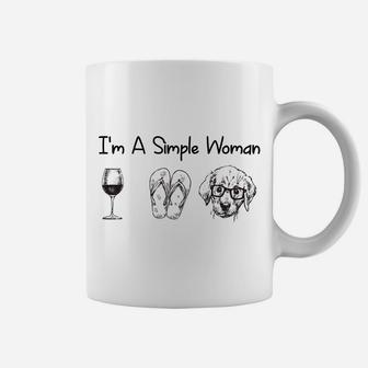 Im A Simple Woman Wine Flip Flops Puppy Dog Lover Coffee Mug - Seseable