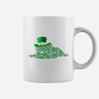 Irish English Bulldog Shamrocks Green Hat St Patricks Day Coffee Mug - Seseable