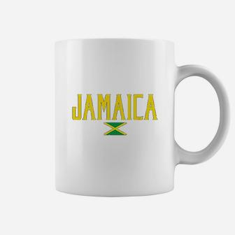 Jamaica Flag Vintage Yellow Text Coffee Mug - Seseable