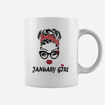 January Girl Wink Eye Woman Face Was Born In January Coffee Mug - Seseable