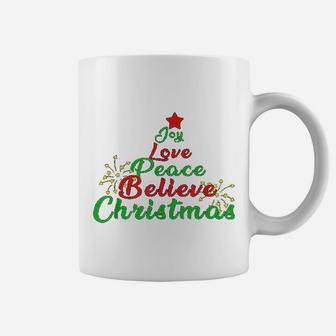 Joy Love Peace Believe Christmas Coffee Mug - Seseable