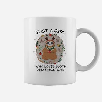 Just A Girl Who Loves Sloth And Christmas Coffee Mug - Seseable