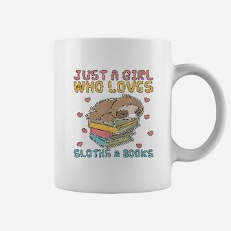 Just A Girl Who Loves Sloths And Books Sloth And Book Lovers Coffee Mug - Seseable