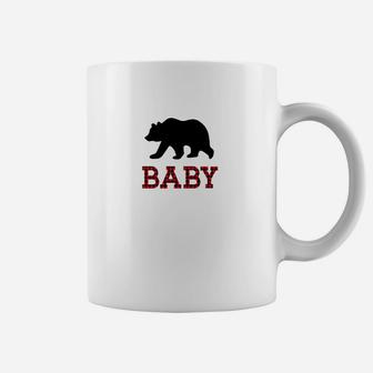 Kids Baby Bear Matching Red Buffalo Christmas Coffee Mug - Seseable