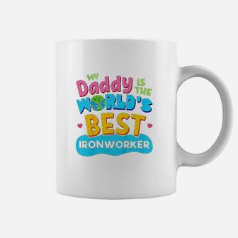 Kids My Best Daddy Dad Ironworker Proud Daughter Son Kid Coffee Mug - Seseable