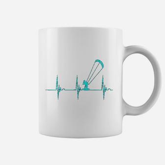 Kitesurfing Kitesurfer Heartbeat Ekg Pulse Kiteboard Coffee Mug - Seseable