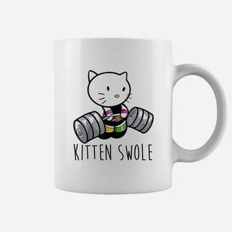 Kitten Swole Cat Powerlifting Weightlifting Gym Coffee Mug - Seseable