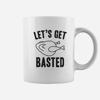 Lets Get Basted Funny Thanksgiving Turkey Thankful Coffee Mug - Seseable