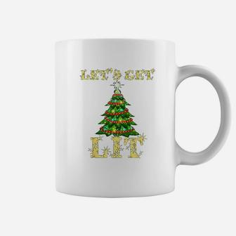 Lets Get Lit Drinking Funny Christmas Coffee Mug - Seseable