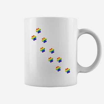 Lgbtq Rainbow Paw Print For Gay Dog And Cat Lovers Coffee Mug - Seseable