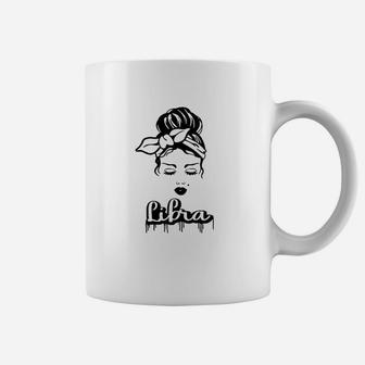 Libra Zodiac Sign Messy Bun Retro Vintage Birthday Coffee Mug - Seseable