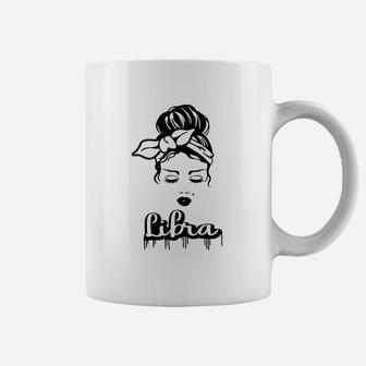 Libra Zodiac Sign Messy Bun Retro Vintage Birthday Coffee Mug - Seseable