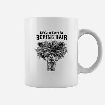 Life’s Too Short For Boring Hair Alpaca Coffee Mug - Seseable