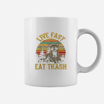 Live Fast Eat Trash Funny Raccoon Camping Vintage Coffee Mug - Seseable
