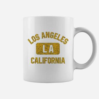 Los Angeles La California Gym Style Distressed Amber Coffee Mug - Seseable