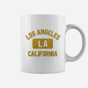 Los Angeles La California Gym Style Distressed Amber Print Coffee Mug - Seseable