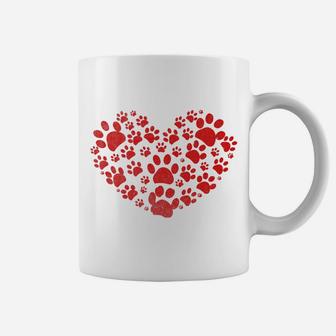 Love Dog Paw Red Heart Funny Valentine For Dog Lovers Coffee Mug - Seseable