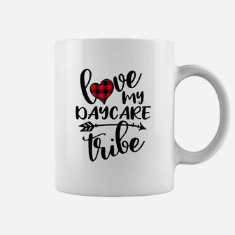 Love My Daycare Tribe Teacher Job Pride Buffalo Plaid Coffee Mug - Seseable