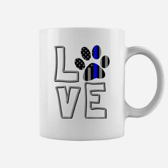 Love Police Dog Paw Print Thin Blue Line K9 Coffee Mug - Seseable