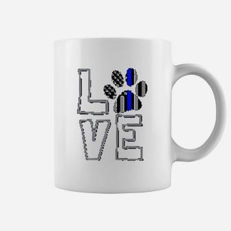 Love Police Dog Paws Print Thin Blue Line K9 Coffee Mug - Seseable