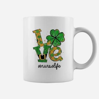 Love Shamrock Nurse Life Funny St Patricks Day Coffee Mug - Seseable