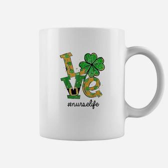 Love Shamrock Nurse Life Funny St Patricks Day Coffee Mug - Seseable