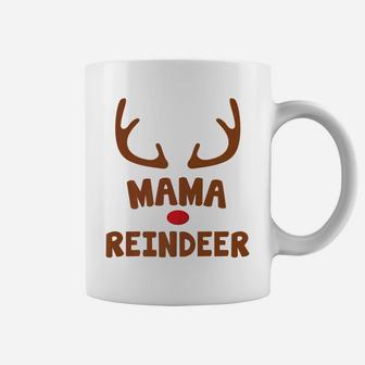 Mama Christmas Reindeer Face Family Costume Coffee Mug - Seseable