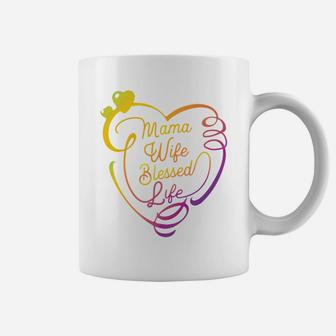 Mama Wife Blessed Life Awesome Mothers Day Gift Coffee Mug - Seseable