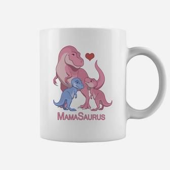 Mamasaurus Trex Mommy Twin Boy Girl Dinosaurs Coffee Mug - Seseable