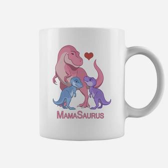 Mamasaurus Trex Mommy Two Baby Dinosaurs Coffee Mug - Seseable