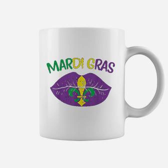 Mardi Gras Jester Hat Purple Lips Funny Mardi Gras Carnival Coffee Mug - Seseable