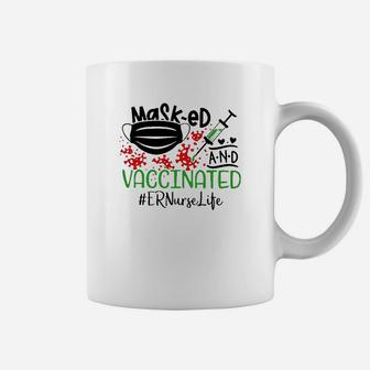 Masked And Vaccinated Er Nurse, funny nursing gifts Coffee Mug - Seseable