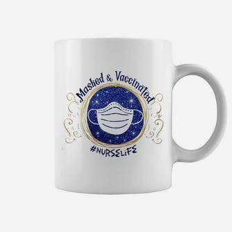 Masked And Vaccinated Nurse, funny nursing gifts Coffee Mug - Seseable
