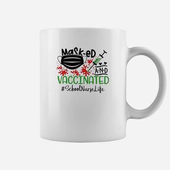 Masked And Vaccinated School Nurse Coffee Mug - Seseable