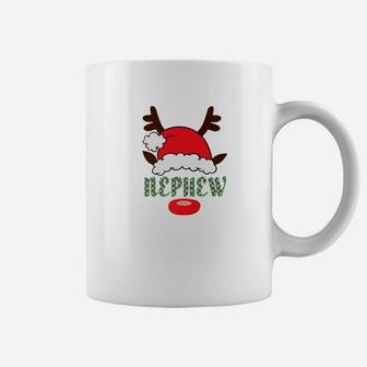 Matching Family Santa Hat With Reindeer Antlers Nephew Coffee Mug - Seseable